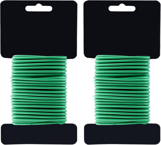 (2 Reel) Soft Plant Ties, Garden Ties TPR Flexible Durable Heavy Duty Twist Wire for Twine Tomatos Branches Vines and Tying Up Cable Wires (Green)(φ3.5mm,26feet)