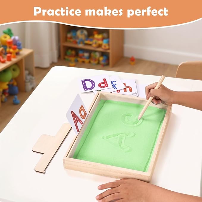 Montessori Sand Tray for Kids,Writing Play Sand Tray with Lid for Classroom Practice Writing Letters and Numbers