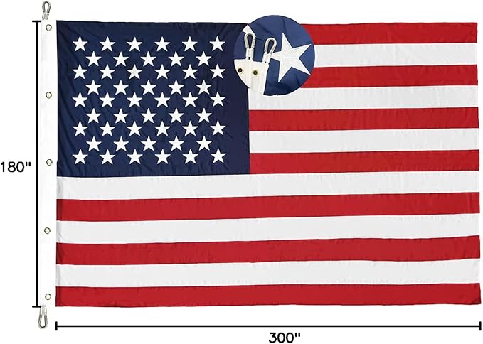Homissor American Flag 15x25 Ft Large US Flags USA Giant United State Flag Heavy Duty Outdoor Embroidered Stars for All Weather High Wind Sewn Stripes With Brass Grommets