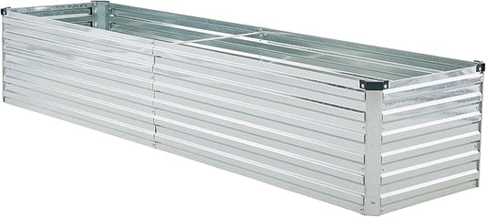 8x2x1.5ft Galvanized Raised Garden Bed,Outdoor Planter Box Metal Patio Kit Planting Bed for Vegetables Flowers Herb,Silver