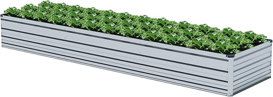 12x2x1.5FT Galvanized Raised Garden Beds Kit Large Outdoor Metal Gardening Planter Box for Vegetable Elevated Flower Herbs, Silver