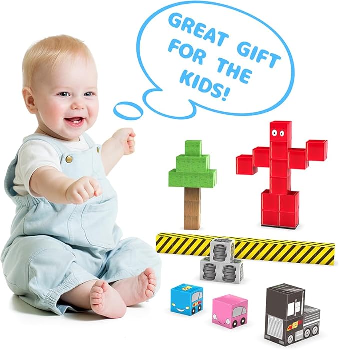 Magnetic Blocks, 180PCS Magnetic Building Cubes Kids Toys, Upgraded STEM Sensory Toys for Kids Ages 3+, Christmas Birthday Gifts for Boys & Girls