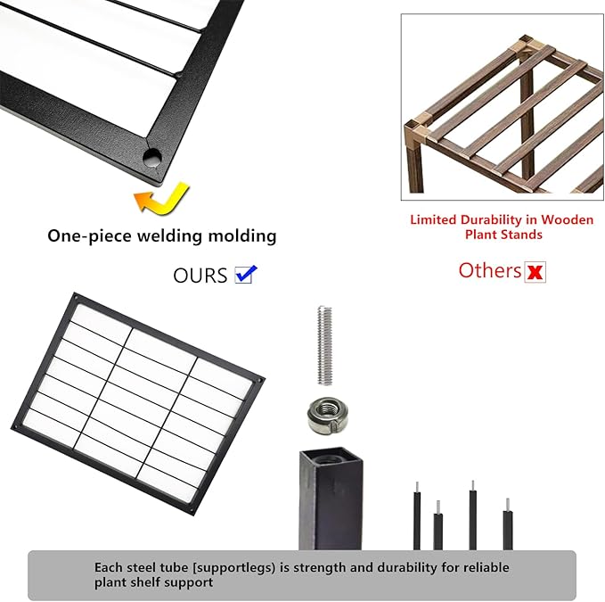 Metal Plant Stand Indoor Metal Plant Stands Outdoor Tiered Plant Shelf for Multiple Plants, 3 Tiers 7 Potted Ladder Plant Holder Table Plant Pot Stand for Window Garden Balcony Living Room
