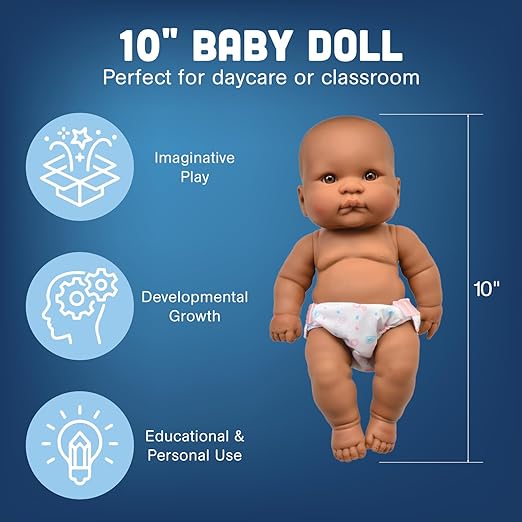 Constructive Playthings 10 Inch Huggable Multi-Cultural Baby Dolls, Multi-Ethnic Social Emotional Learning Toys for Kids, Set of 4