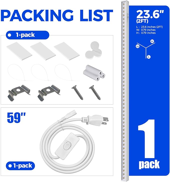 Barrina T5 Pro LED Grow Lights with Reflector Cup for Indoor Plants, 2FT 10W Full Spectrum LED Grow Light Strip, Individual Switch, Linkable, 5000K, 1 Pack