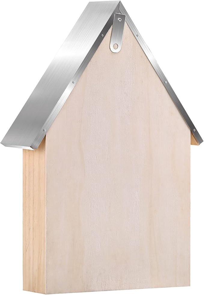 Wooden Mason Insect Bee Butterfly House,Insect Hotel,an Outdoor Hanging Bamboo Habitat for Bee Butterfly Ladybugs Live,Bee Box,Butterfly Habitat for Garden,9 x 15.7 x 2.5 Inch