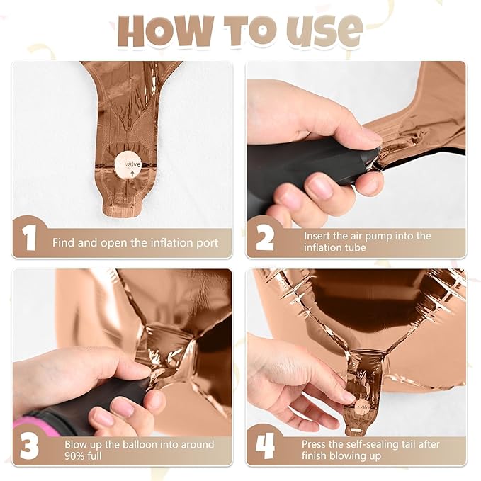 Giant Foil Balloons, 6Pcs Large Cream Sand White Apricot Brown Round Balloons, 22 Inch Big Round Foil Balloon for Boho Birthday Party Baby Shower Wedding Decorations