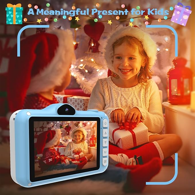 Kids Camera, 12MP Children's Camera for Boys and Girls, 1080P Rechargeable No Games Camera for Kids 3-12 Years Old with 32GB TF Card, USB Charging 8X Zoom.