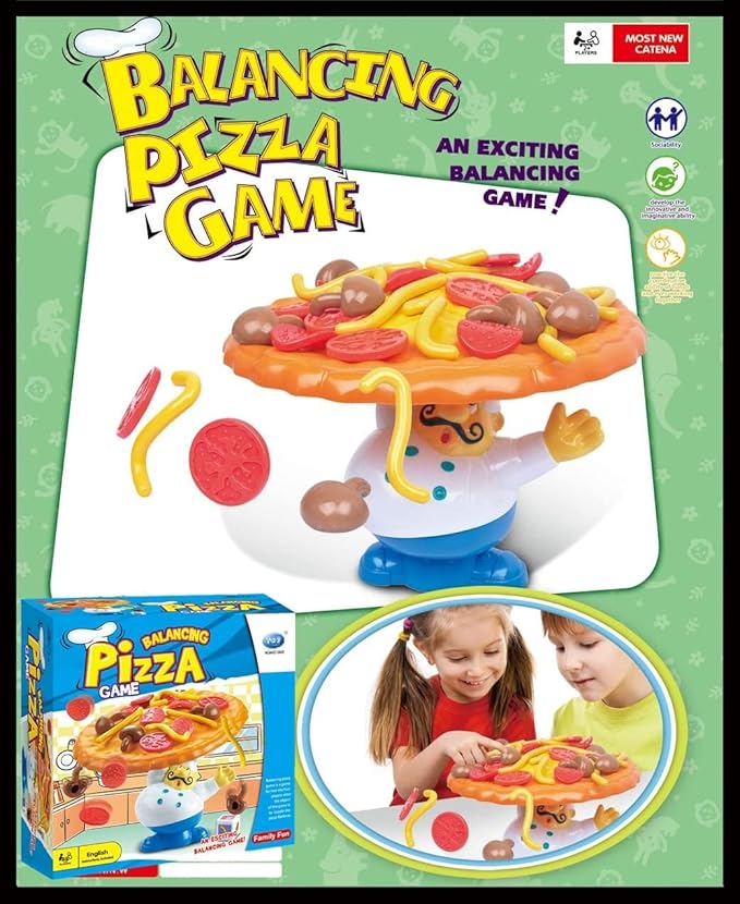 Topple Pizza Game,Tabletop Balancing Pizza Toy, Poppa's Pizza Pile-Up for 2-4 Players,Fun for Family & Friends