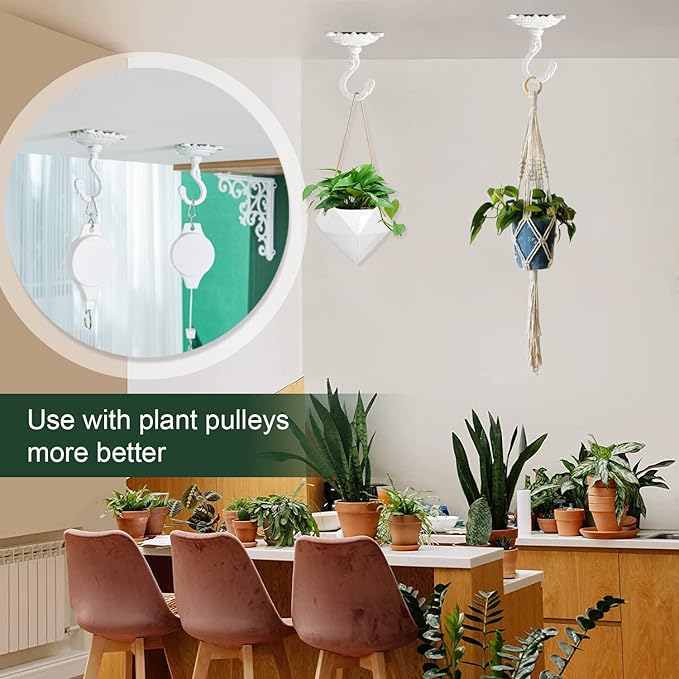 Sungmor Heavy Duty Ceiling Hooks for Hanging Plants, 2PC White 3.5x3.9Inch Large Cast Iron Ceiling Hooks, Antique Decorative Ceiling Swag Hooks for Hanging Planter Chandelier Wind Chime Lantern Hanger