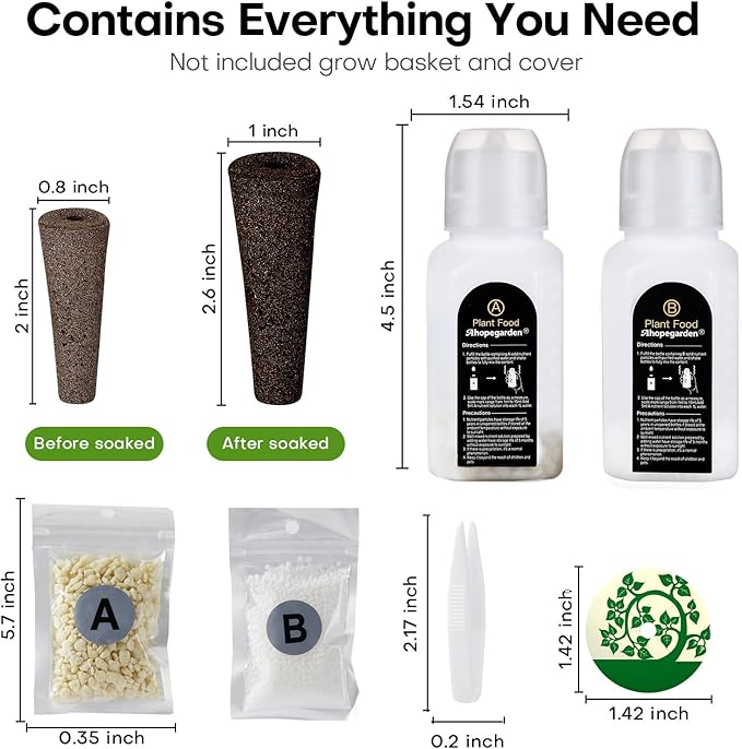 Ahopegarden 87 Pcs Seed Kit for Aerogarden for IDOO for Gardencube Hydroponics Growing System, Grow Anything Kit for Indoor Garden with 40 Grow sponges and Labels, 6 A&B Plant Food, 1 Tweezers