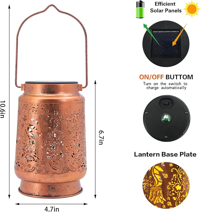 Solar Lanterns Outdoor Garden Decor, Gifts for Women, Mom, Grandma, Birthday, Thanksgiving, Decorative Waterproof Hanging Metal LED Light for Yard, Patio, Lawn, Landscape, Backyard (Squirrel)