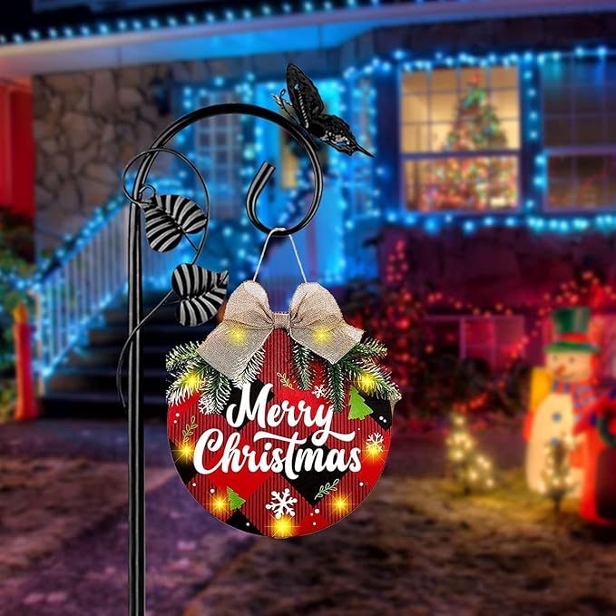 Shepherds Hooks for Outdoor Hummingbird Bird Feeder Pole Hanger 49 Inches with 5 Prongs Base Stainless Metal Adjustable Garden Hanging Holder Weddings Garden Decor Butterfly 1-Pack