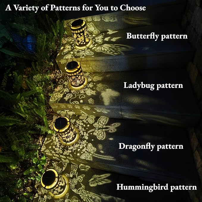 Solar Lanterns Outdoor Waterproof Butterfly Metal Garden Lights, Hanging Decor for Patio, Yard, Fence, Porch, Pathway, Gifts for Women, Mom, Grandma, Unique Mother’s Day