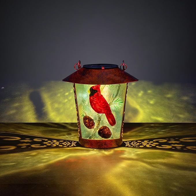 Solar Lanterns, Outdoor Hanging Lanterns Waterproof LED Solar Cardinal Lights Tabletop Lamp for Outdoor Yard Patio Porch Garden Decoration as Gifts for Mom Grandma Women