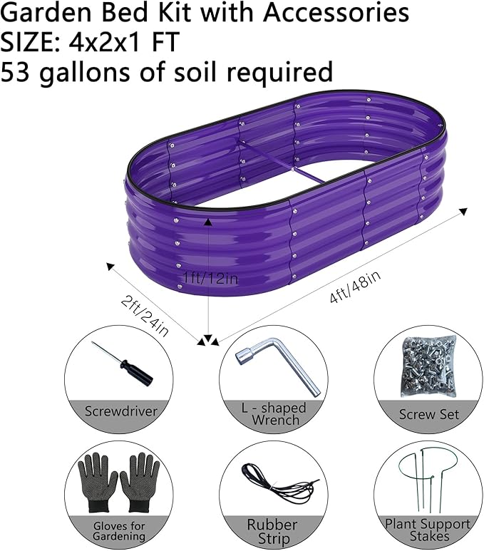 Raised Garden Bed, 4x2x1ft Raised Beds for Gardening Outdoor for Vegetables Flowers Ground Planter Box,Galvanized Raised Garden Beds