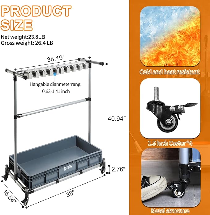 Mop and Broom Holder with Wheels - Keep Your Cleaning Tools Organized! (L)