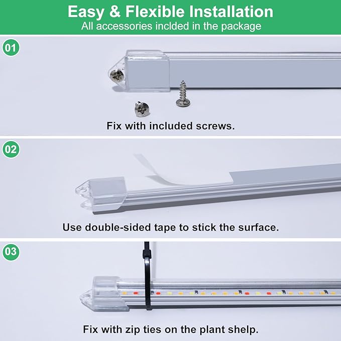 Grow Lights for Indoor Plants, 16 in Full Spectrum Plant Grow Light Strip with Upgrade Timer 3/9/12H, 3 Spectrum Modes, 120 LEDs Sunlike Growing Lamp for Seedlings Hydroponics 2 Heads(2 Pack)
