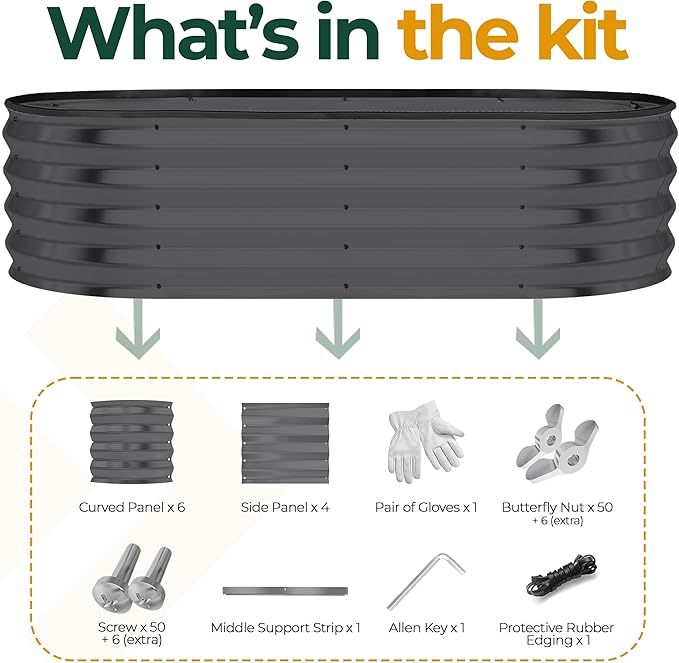 Utopia Home Galvanized Raised Garden Bed, 4 by 2 by 1 feet Lightweight Planter Boxes Outdoor with Easy Assembly, Large Garden Bed for Vegetables, Fruits, Flowers, Dark Grey