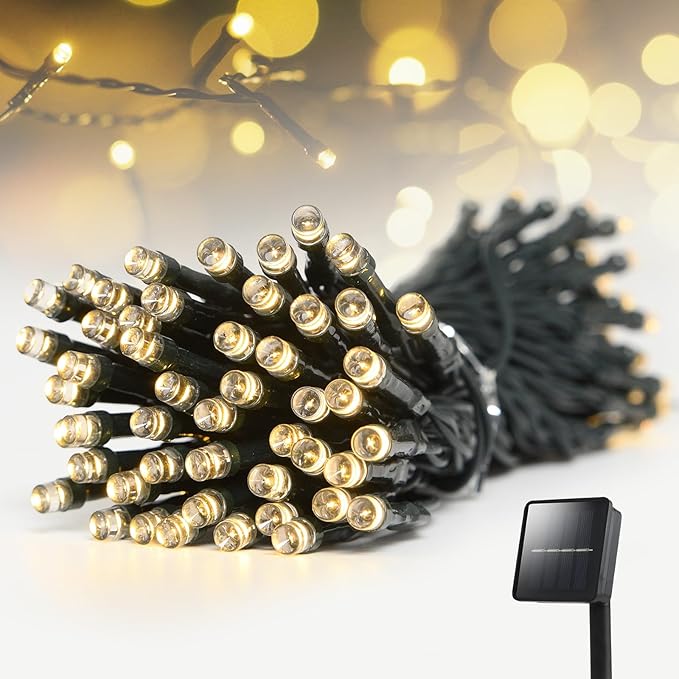 Solar String Lights Outdoor Waterproof: 50ft 100LED Solar String Lights Outdoor - Solar Powered Twinkle Fairy Tree Light with 8 Lighting Mode for Patio, Garden,Courtyards,Trees(Warm White)