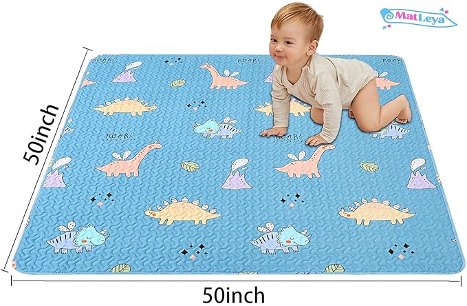 50x50 Play Mat for Playpen Foldable Baby Play Mat Large Tummy Time Mat, Non Slip Washable Baby Play Mats for Floor, Portable Travel Baby Crawling Mats for Toddlers and Infants