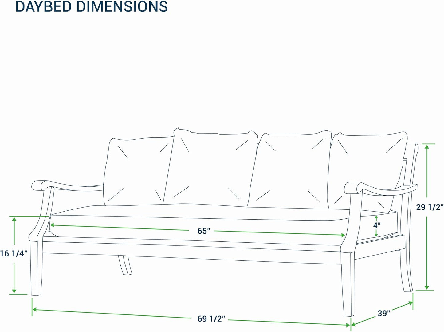 Cambridge Casual Robin Teak Wood Outdoor Sofa Daybed with Oyster Cushion