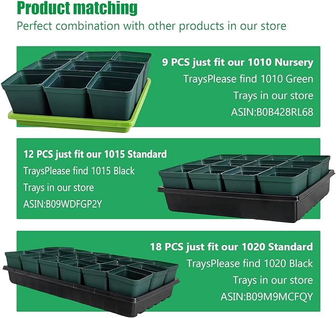 Square Nursery Seedling Pot 3.5 Inches 90 Pcs, Small Nursery Pot Plastic Thick and Sturdy Seed Start Germination Pot for Plant Propagation and Seeding(Green,3.54 Inches, 90Pcs)