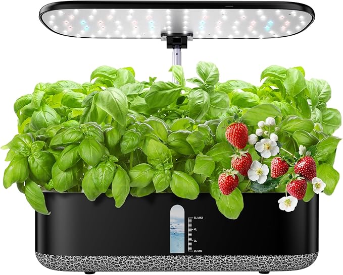 Large Hydroponics Growing System 14 Pods, Indoor Herb Garden with LED Grow Light, 5L Water Tank, Hydroponic Grow Kit with 3 Auto-Timers, Rotatable Light Panel, Gifts for Women Men
