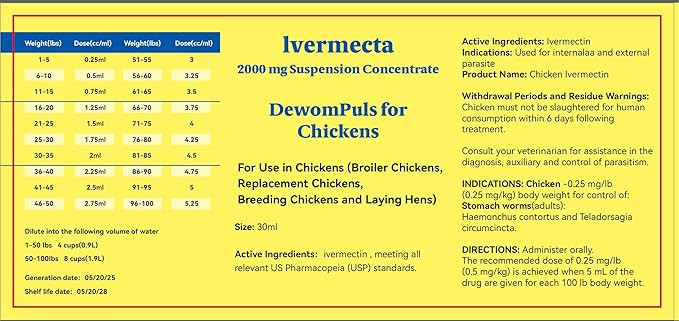 Poultry Chicken Supplies, Safe for Eggs, 30 mL