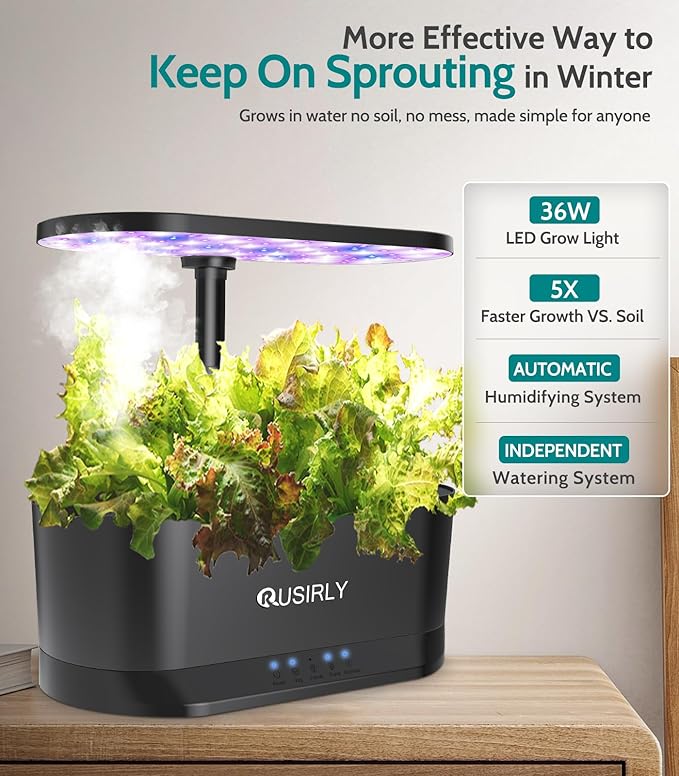 Misting 11 Pods Hydroponic Growing System Herb Garden Kit Indoor, 4L + 1.5L Large Tank Plant Germination Kit with Adjustable Height Grow Light to 18", Quiet Pump, Auto Timer, Gardening Christmas Gifts