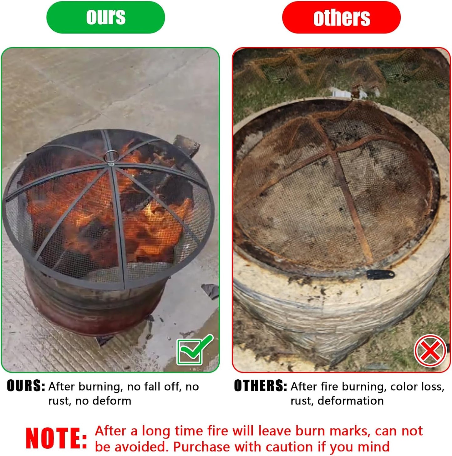 Fire Pit Spark Screen, Fire Pit Screen 24 Inch Round with Handle & Poker, Collapsible Heavy Duty Mesh Fire Pit Cover Fire Pit Lid for Outdoor/Patio/Backyard/RV Camping/Beach