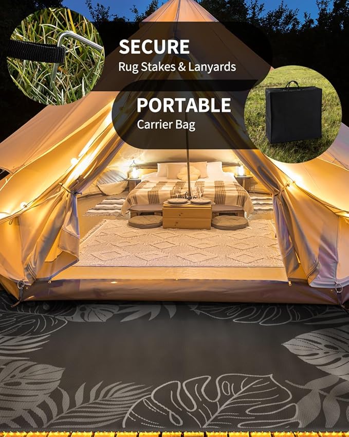 COCOER Tropical Outdoor Rug 6x9 LED Reversible-Waterproof Patio Rug-Quick Dry Outdoor Carpet-Outdoor Area Rugs Indoor Outdoor Rugs-Outside Rug Patio Decor for Porch Deck Balcony Backyard