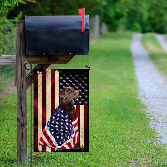 FLAGWIX Chocolate Labrador Retriever Flag - Outdoor Labrador Decorations, Garden Flag (11.5" x 17.5"), Heavy-duty Canvas American with Labrador Flag Dog Garden Decor