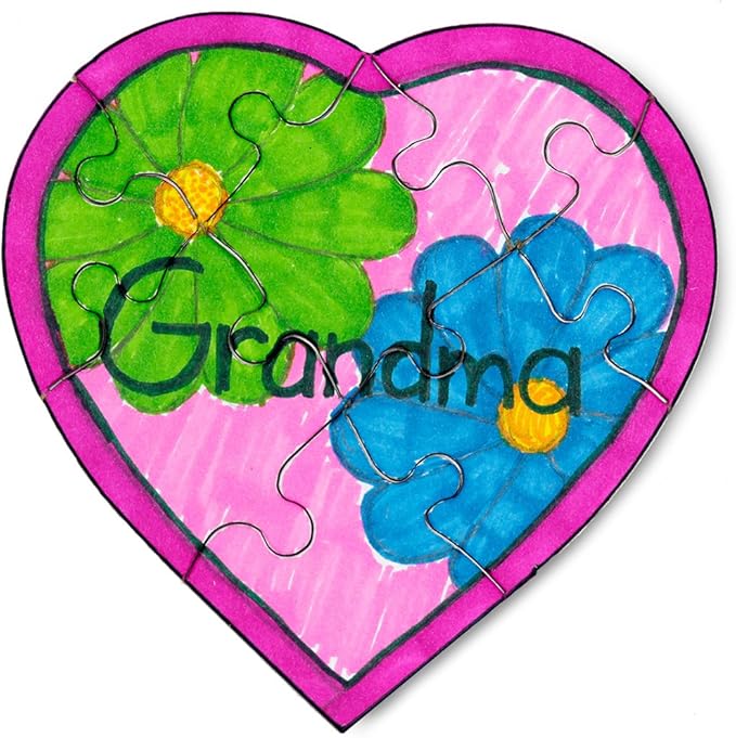 Hygloss 6 Blank Heart Puzzles – 6 x 8 Inches – Ideal for Valentine’s Day Crafts – Write, Draw, and Decorate – 8 Pieces Each