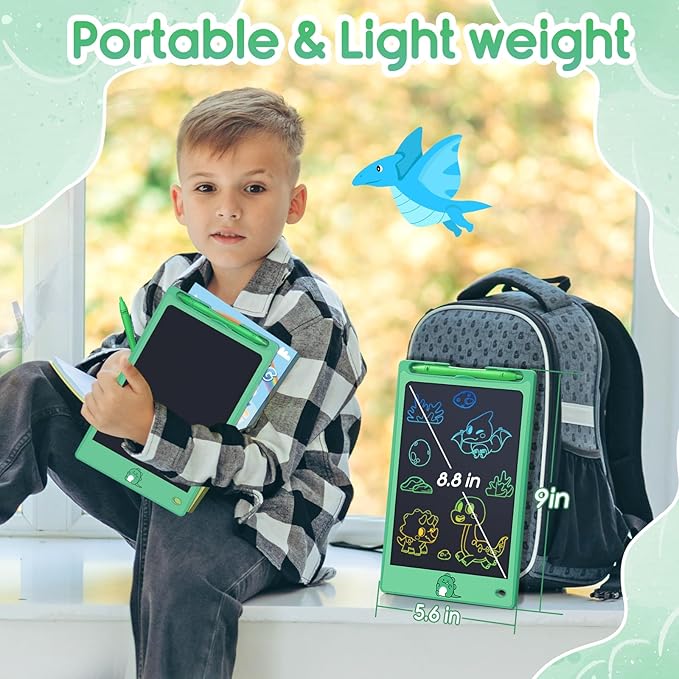 FLUESTON Toys LCD Writing Tablet Toddler,Toys for Boys Girls 3 4 5 6 7 8year,8.8 Inch 1pcs in 1 Pack Drawing Pad Toy Easter Basket Stuffers for Kids,Drawing Tablet Doodle Board Cute Dinosaur