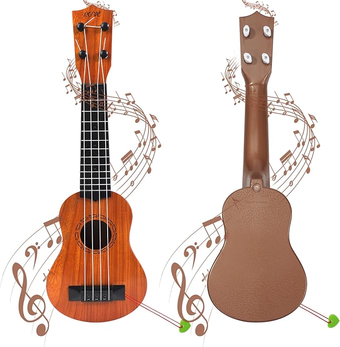Raimy 17in Kids Ukulele Guitar - 4 Strings Mini Guitar Children Musical Instruments Educational Toys with Picks for Toddler Kids Boys Girls Beginner (Burlywood)