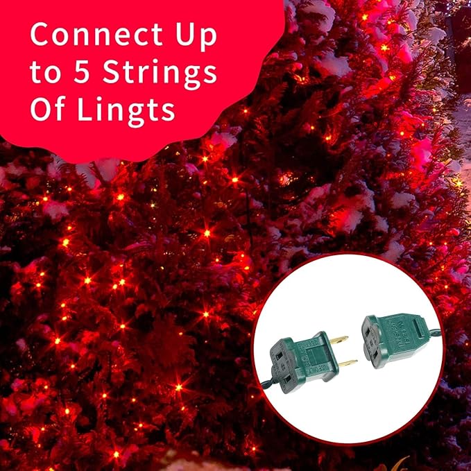 Ultra-Bright Connects End to End Red Christmas Mini Lights 100L 19.6Ft UL Listed Incandescent Bulb String Light Set for Indoor and Outdoor Holiday Garden Party Christmas Tree Garland Decor