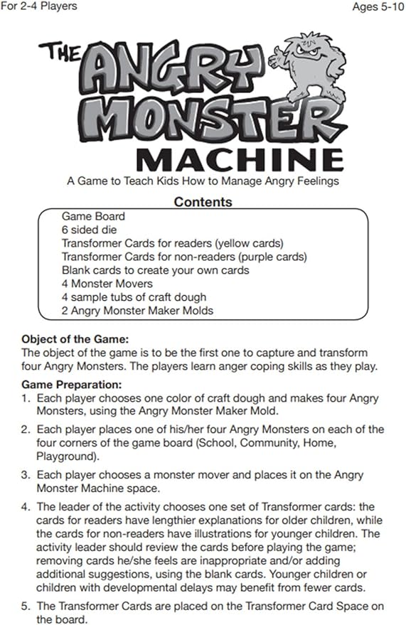 Childswork / Childsplay The Angry Monster Machine Board Game - Ages 5-10, 2-4 Players