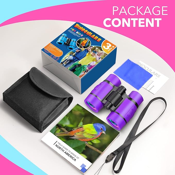 Girls Toys Age 3-7: LET'S GO! Compact Bird Watching Binoculars for Kids Ages 3 4 5 6 7 Year Old Girl Boy Gifts Idea Outside Travel Educational Toy for Kid Preschool Toddler Stocking Stuffers