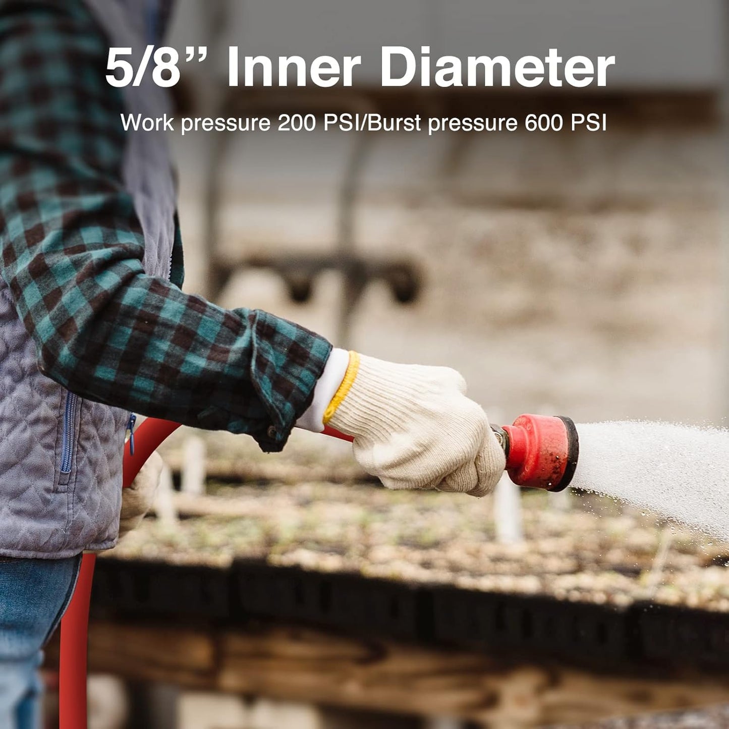 5/8" Hot/Cold Garden Water Hose 75 ft, -50℉-190℉,Flexible & Lightweight With 3/4" Brass Fittings for Yard, Outdoor, Farm, Red