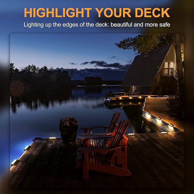 SOLPEX Solar Fence Lights, 6 LEDs Solar Lights Outdoor Waterproof Solar Powered for Deck, Stair, Front Porch, Balcony, Walkway, Garden, Yard, Patio, Pool Decor, IP65 Waterproof (16 Pack, Warm White)