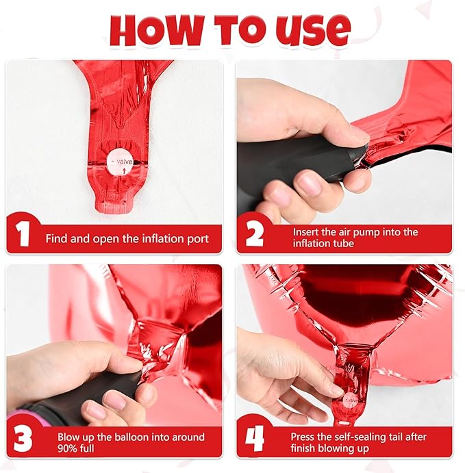 Red Blue Silver Giant 4D Foil Balloons, 6 Pcs Large Metallic Red and Blue Round Balloons, 22 Inch Big Round Foil Balloon for Birthday Party Baby Shower Graduation Wedding Decorations