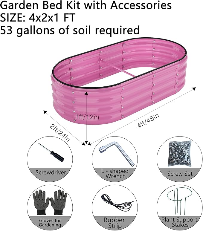 Galvanized Metal Planter Raised Garden Bed Kit for Gardening Outdoor,4x2x1ft Planter Grow Garden Box Raised Flower Bed