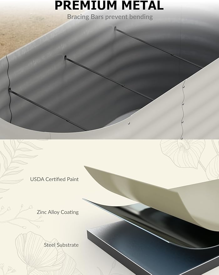 10x4x1.5ft Raised Garden Bed,Galvanized Raised Planter Boxes Outdoor with Easy Assembly, Large Garden Bed for Vegetables, Fruits, Flower,Raised Garden Bed,Beige