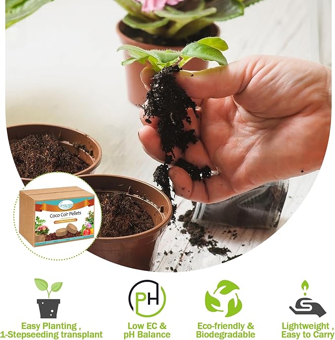Legigo 100 Pcs 50mm Organic Coco Coir Pellets for Plants- Compressed Coconut Coir Potting Soil, Coco Fiber Pellets Coco Coir Soil for Planting, Garden, Bonsai, Herbs, Flower & Vegetables