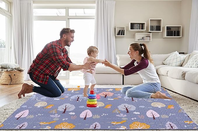 Washable Baby Play Mat Portable Playmat for Babies 63x43”, Foldable Toddler Playpen Non-Slip Baby Tummy Time Mat, Soft Floor Play Mats for Infants Extra Large Crawling