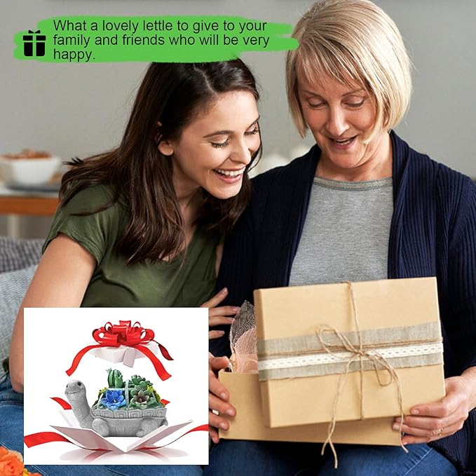 Garden Decor Statue,Solar Turtle with Succulent & 6 LED Lights - Outdoor Figurine for Lawn Decoration, Gifts for mom,Handcrafted Resin Sculpture -Garden Lovers/Mothers Day/Christmas Day Gift