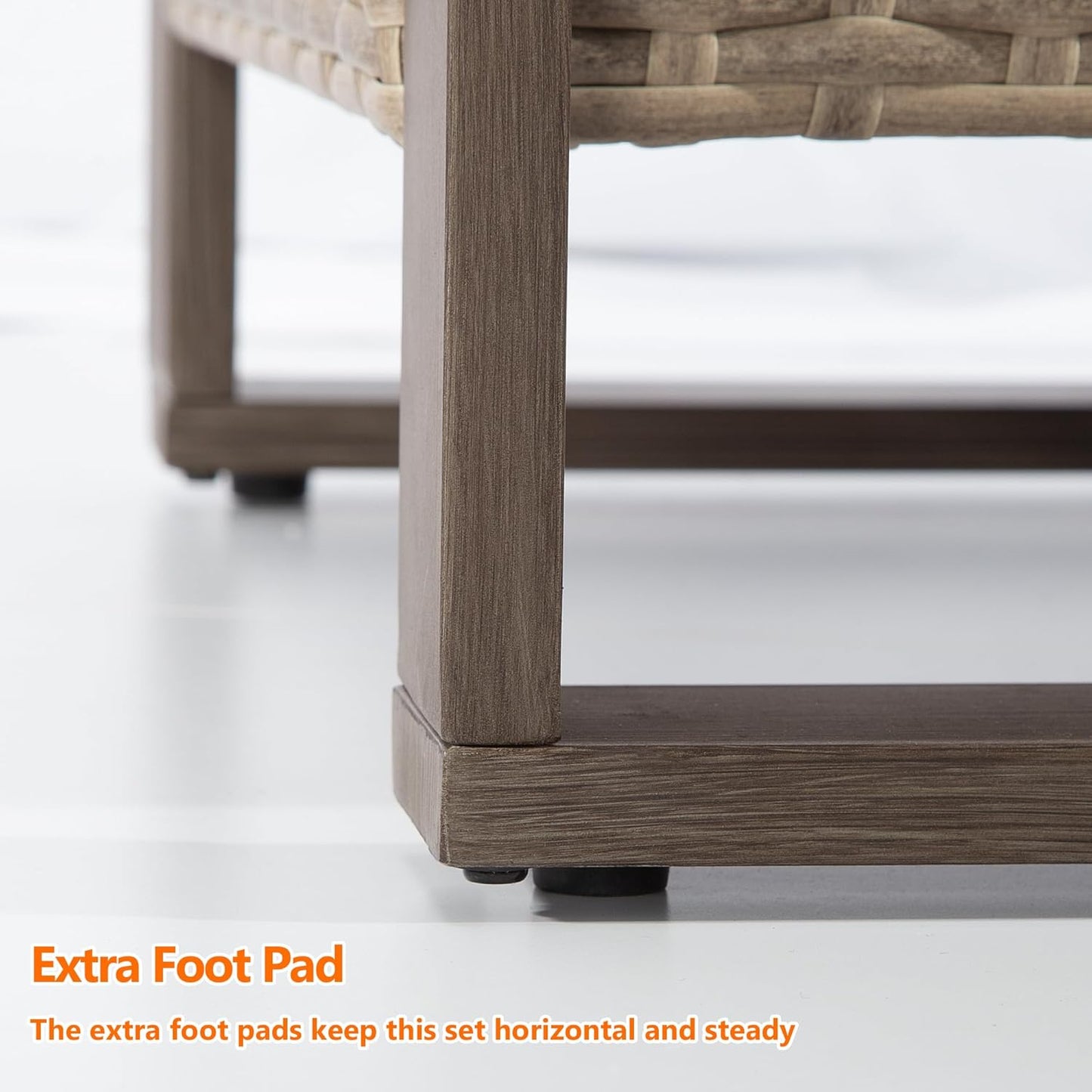 75" Patio Metal Wicker Sofa, All Weather Outdoor Rattan 3-Seat Sofa Couch with Premium Cushions & Rectangular Framed Wood-Looking Metal Armrest for Garden Backyard Porch Deck, Beige