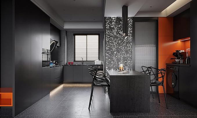 Dimoon 394''x15.7'' Black Skin Peel and Stick Wallpaper Contact Paper Modern Self Adhesive Wall Paper Removable Renter Friendly Textured Solid Color Cabinet Vinyl Roll (394''x15.7'',Black Skin)