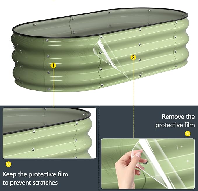 Kesfitt Raised Garden Bed Kit,Outdoor Galvanized Planter Raised Boxes with Safety Edging and Gloves,Large Metal Raised Garden Beds for Gardening Vegetables,Fruits,Flower(4x2x1FT)
